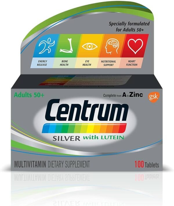 Centrum Silver 100 Tablets with Lutein Multivitamin, Multimineral Supplements, for adults 50 +