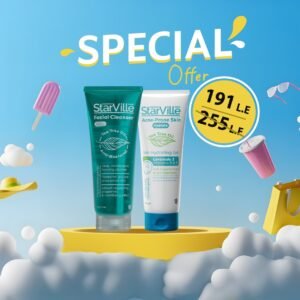 جل تنظيف ستارفيل 100 مل + جل ترطيب ستارفيل للبشرة المعرضة لحب الشباب 100 جم