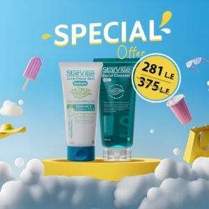 جل منظف ستارفيل 200 مل + مرطب ستارفيل للبشرة المعرضة لحب الشباب 200 جرام