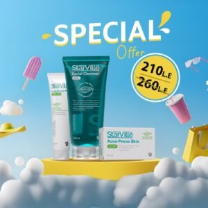 صابون ستارفيل للبشرة المعرضة لحب الشباب 100 جرام + جل منظف الوجه ستارفيل 200 مل + كريم ستارفيل للبشرة المعرضة لحب الشباب 60 جرام