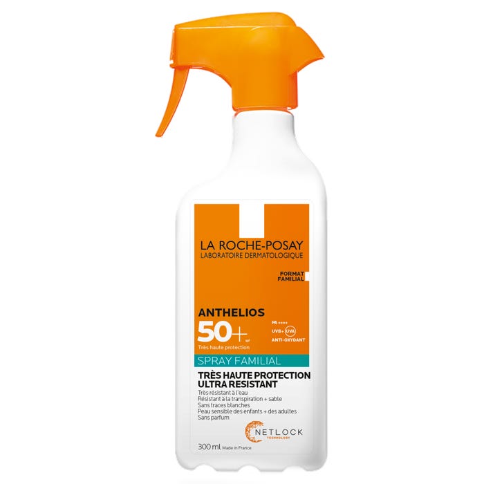 لاروش بوزيه أنثيليوس - بخاخ واقي شمس للجسم بحماية عالية جداً (SPF50+) ومناسب لجميع أفراد العائلة، 300 مل