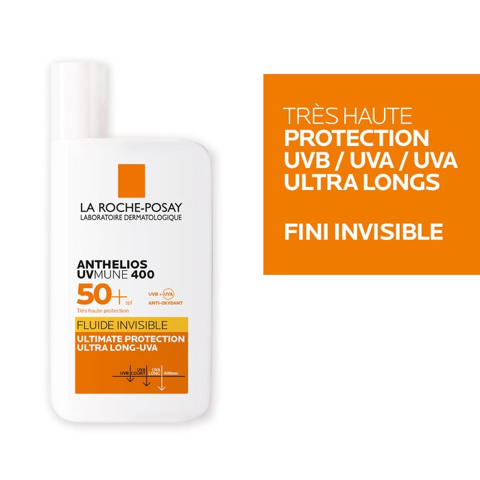 لاروش بوزيه أنثيليوس UVMUNE 400 - سائل واقي شمس للوجه بمعامل حماية SPF50+، تركيبة غير مرئية ومعطرة، 50 مل - الصورة 2