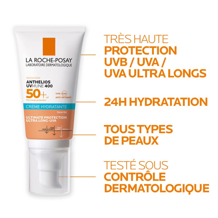 لاروش بوزيه أنثيليوس - واقي شمس مرطب وملوّن بمعامل حماية SPF50+ ومعطر، يوفر حماية عالية جداً للبشرة الجافة، 50 مل. - الصورة 2