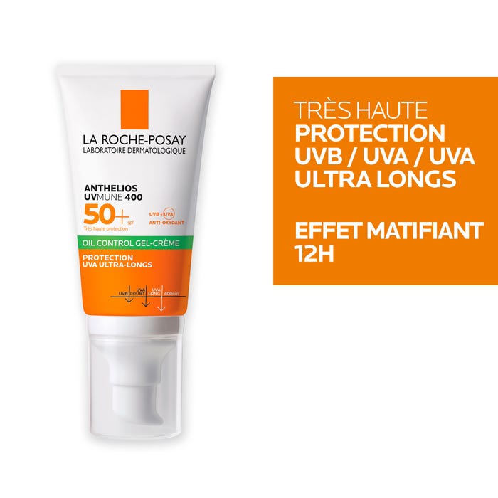 لاروش بوزيه أنثيليوس UVMUNE400 - كريم-جل واقي شمس للوجه بمعامل حماية SPF50+، بتركيبة مضادة للمعان ومعطر، 50 مل - الصورة 2