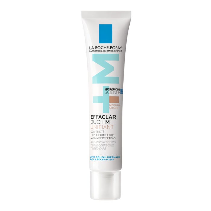 لاروش بوزيه إيفاكلار دو+ إم (EFFACLAR DUO+M) - علاج ثلاثي المفعول لتصحيح العيوب وتوحيد لون البشرة - درجة لون متوسطة، 40 مل