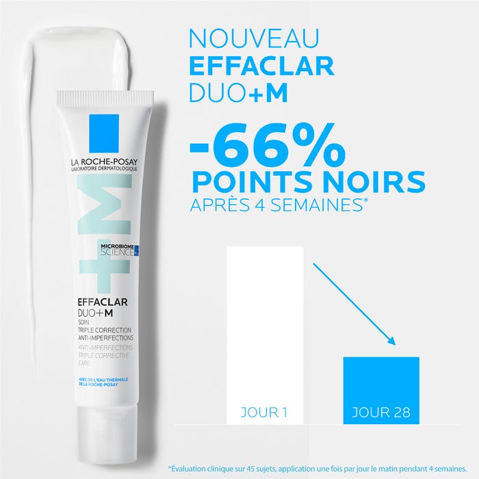 لاروش بوزيه إفاكلار دو+ إم (EFFACLAR DUO+M) - علاج ثلاثي المفعول لتصحيح البشرة ومحاربة الشوائب والبثور والرؤوس السوداء، 40 مل - الصورة 3