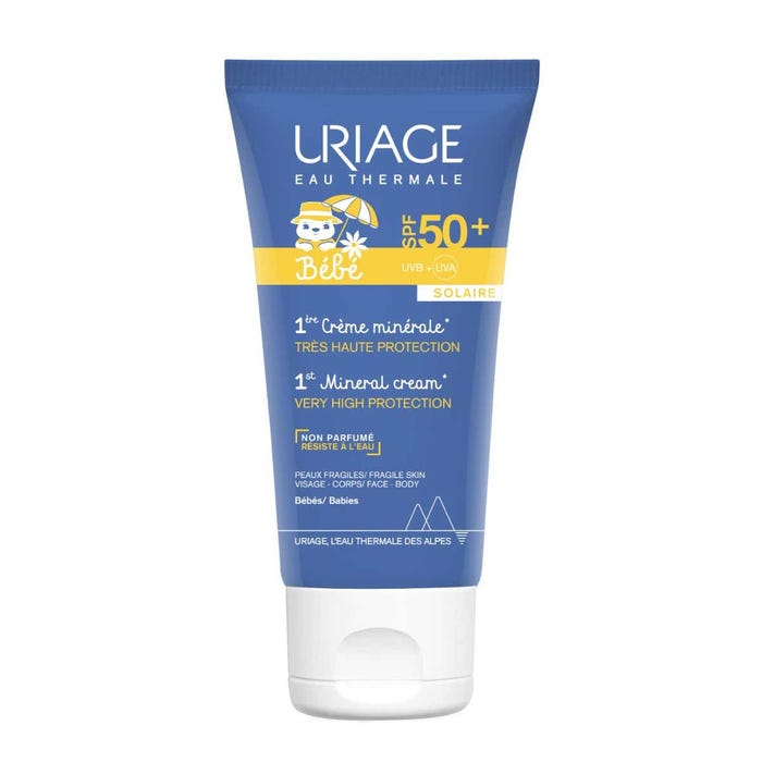 يورياج بيبي - الكريم المعدني الأول (1st Mineral Cream) بمعامل حماية SPF50+ - للوجه والجسم - للبشرة الحساسة، 50 مل