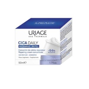 يورياج سيكا ديلي (Uriage CICA DAILY) - عبوة إعادة تعبئة كريم الإصلاح المركز - للوجه - للبشرة المتضررة، 50 مل