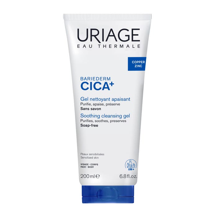 يورياج بارييديرم سيكا+ (Uriage BARIÉDERM CICA+) - جل منظف مهدئ بالزنك والنحاس - للوجه والجسم - للبشرة الحساسة، 200 مل