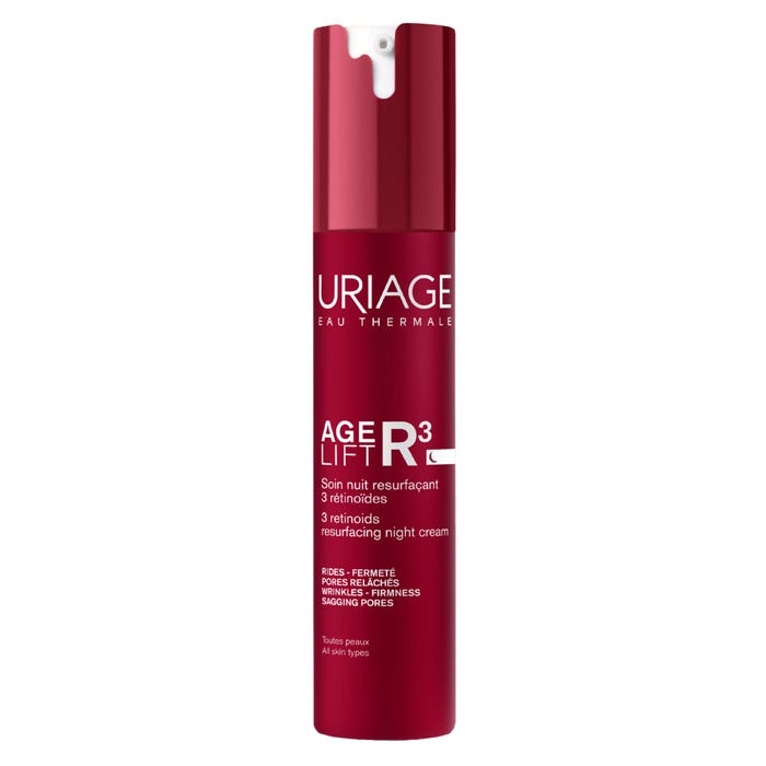Uriage AGE LIFT R3 - كريم ليلي مجدد للبشرة مع 3 ريتينويدات - الوجه - جميع أنواع البشرة، 40 مل